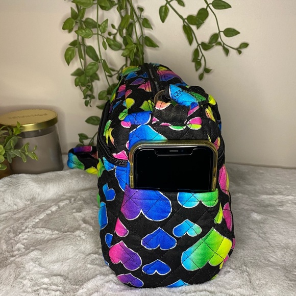 Rainbow Heart Print Shoulder Purse-100% Durable Cotton - Picture 4 of 8